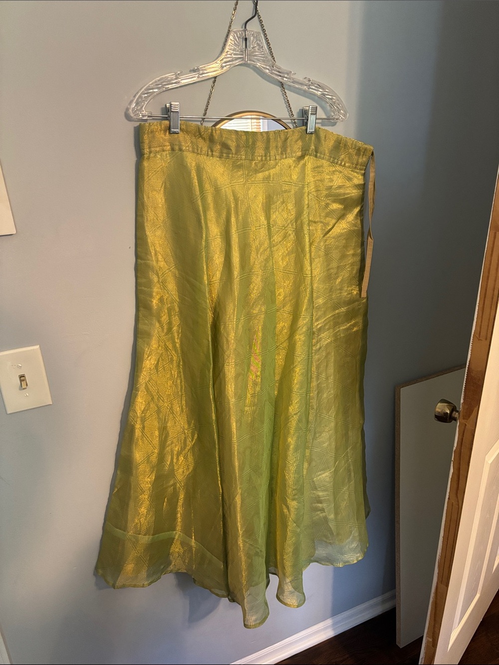 Lime Green A-Line Midi Skirt